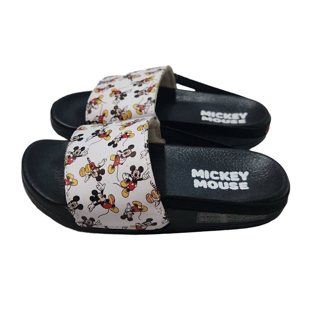 Mickey Mouse Kids Size 9/10 Black White Mickey Mouse Slides